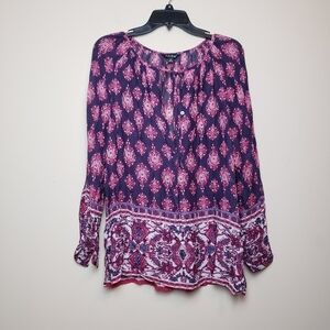 LUCKY BRAND Boho Batik Print Blouse TYT66